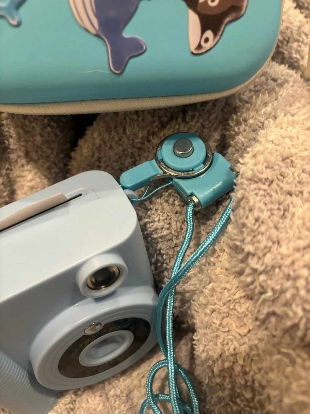 Light Blue Instant Print Toy Camera with Carry Case and Strap
